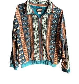 Vintage 90s SoldOut Aztec Tribal Print Full Zip Bomber Jacket Large